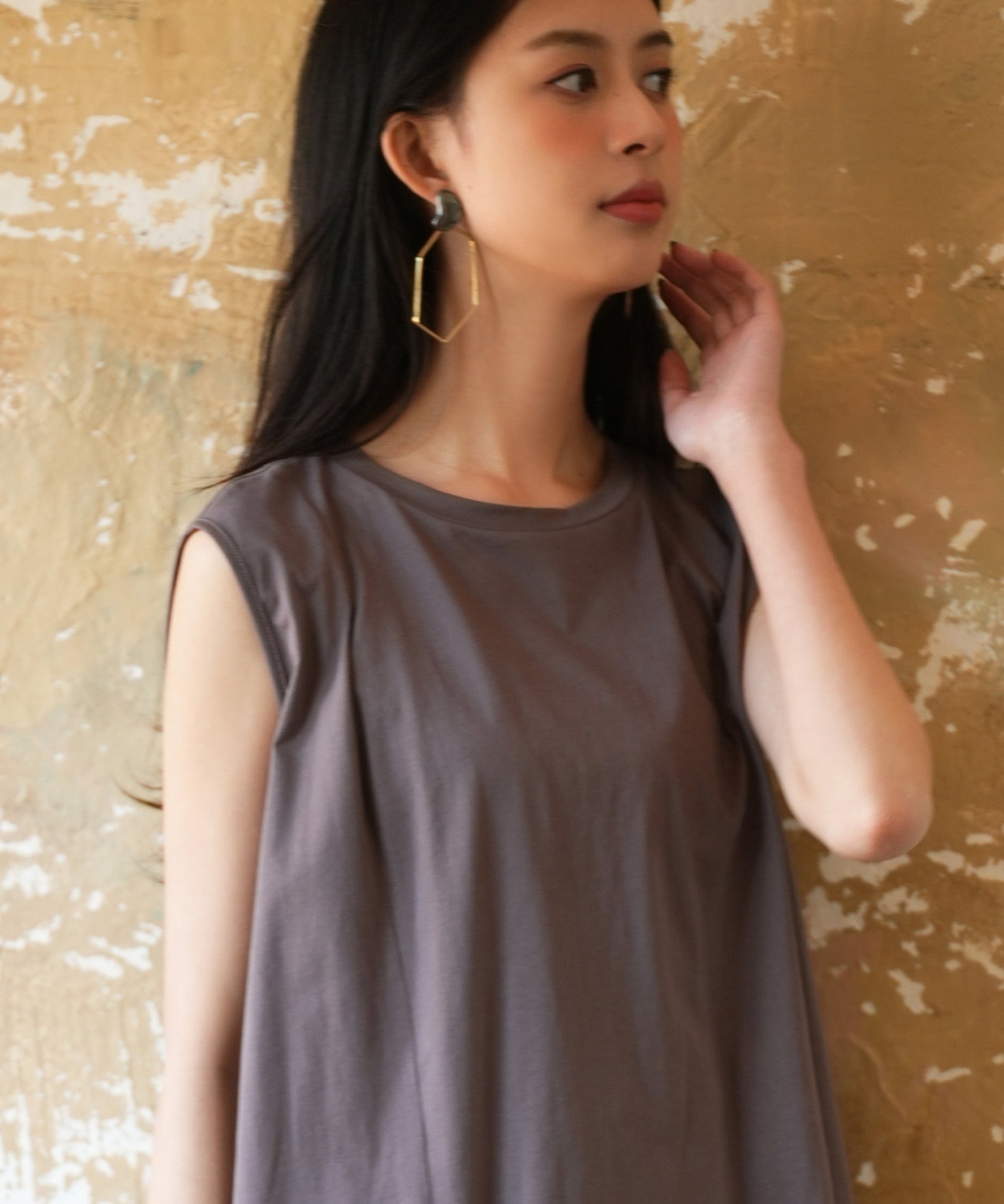 ノースリーブクルーネックカットソーxyz2194 チャコール