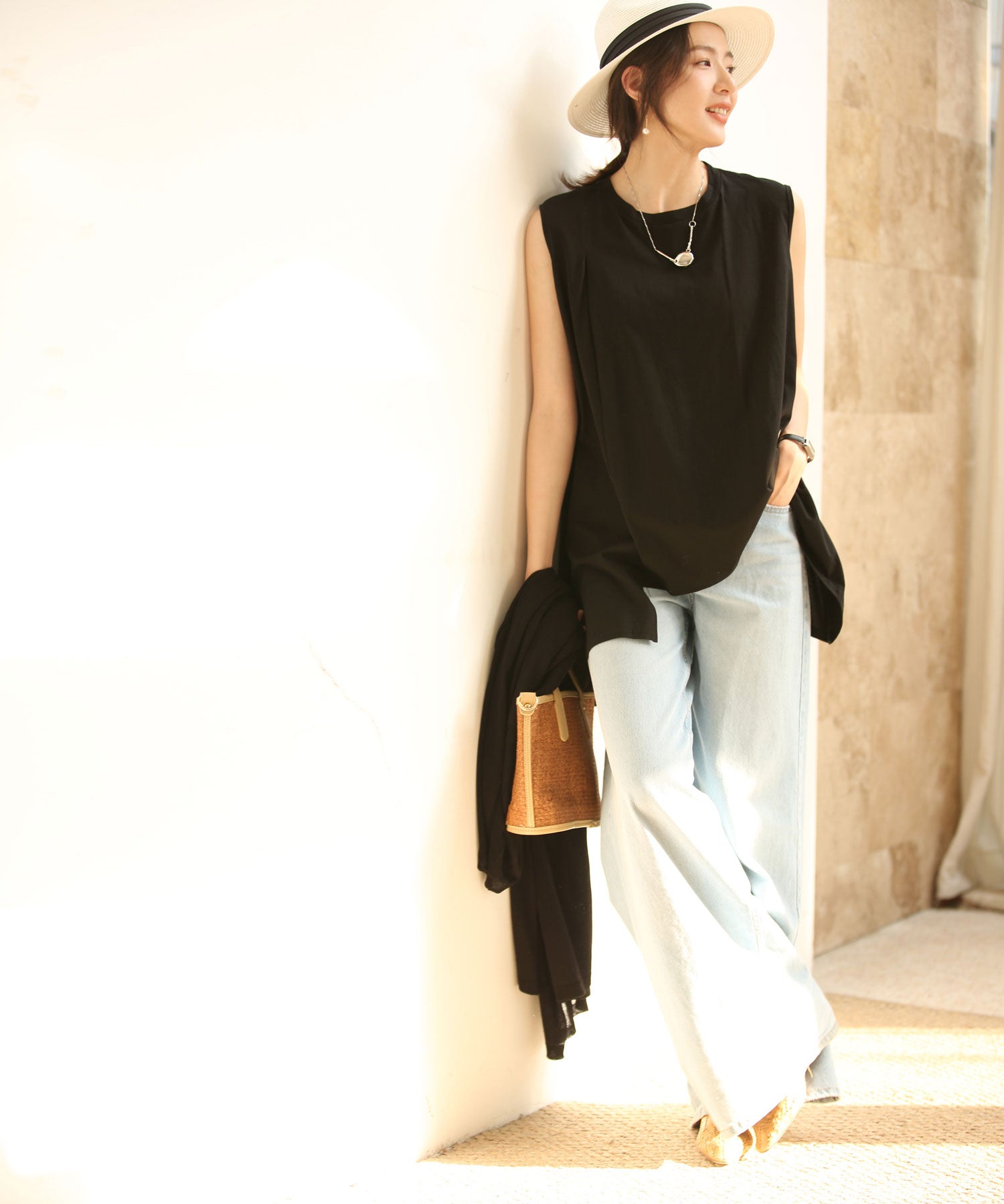 ノースリーブクルーネックカットソーxyz2194 ブラック