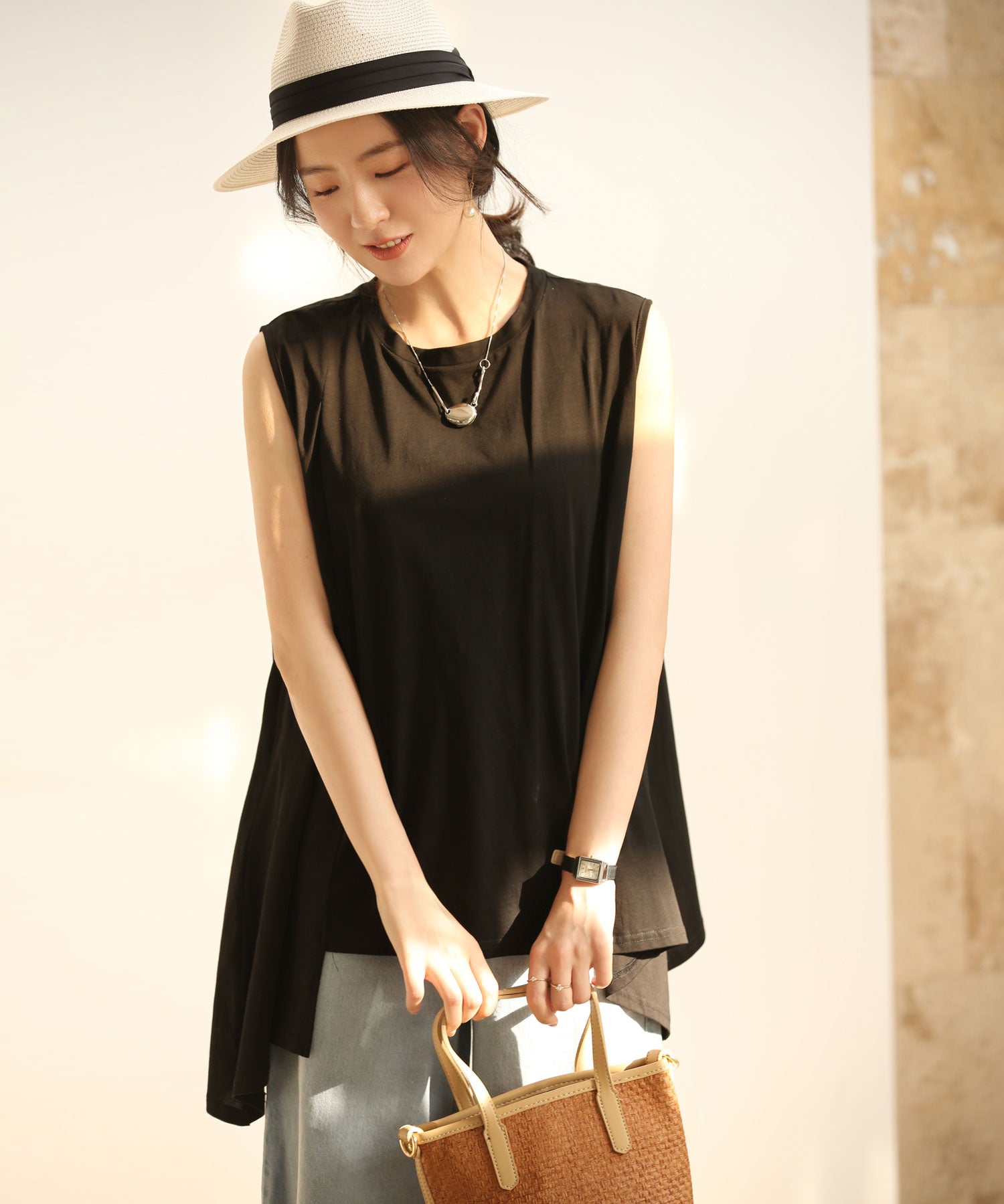 ノースリーブクルーネックカットソーxyz2194 ブラック