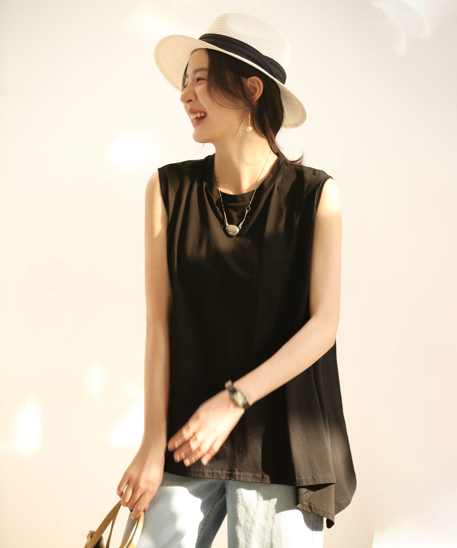 ノースリーブクルーネックカットソーxyz2194 ブラック