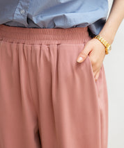 ロングシーズン対応ウエストゴムイージークロップドパンツxyz2312 コーラル