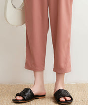 ロングシーズン対応ウエストゴムイージークロップドパンツxyz2312 コーラル