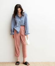 ロングシーズン対応ウエストゴムイージークロップドパンツxyz2312 コーラル