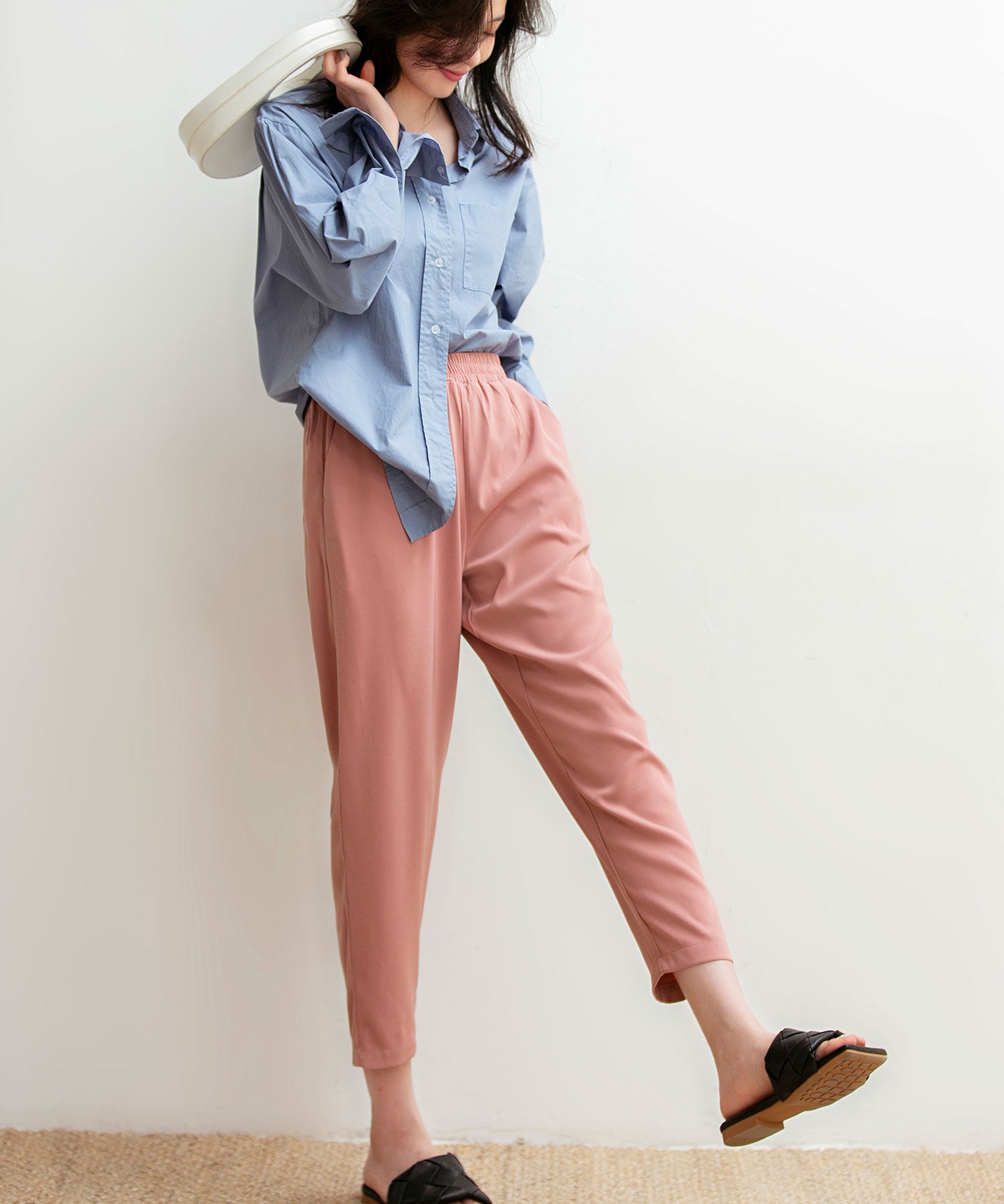 ロングシーズン対応ウエストゴムイージークロップドパンツxyz2312-102-367