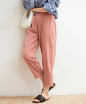 ロングシーズン対応ウエストゴムイージークロップドパンツxyz2312 コーラル