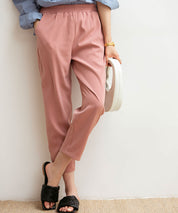 ロングシーズン対応ウエストゴムイージークロップドパンツxyz2312 コーラル