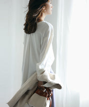 バックVネックシフォンブラウスxyz2413 ホワイト