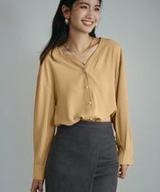 バックVネックシフォンブラウスxyz2413-102-45