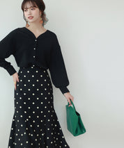 バックVネックシフォンブラウスxyz2413 ブラック