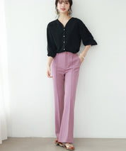 バックVネックシフォンブラウスxyz2413 ブラック