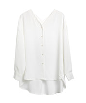 バックVネックシフォンブラウスxyz2413 ホワイト