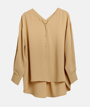 バックVネックシフォンブラウスxyz2413 ライトブラウン