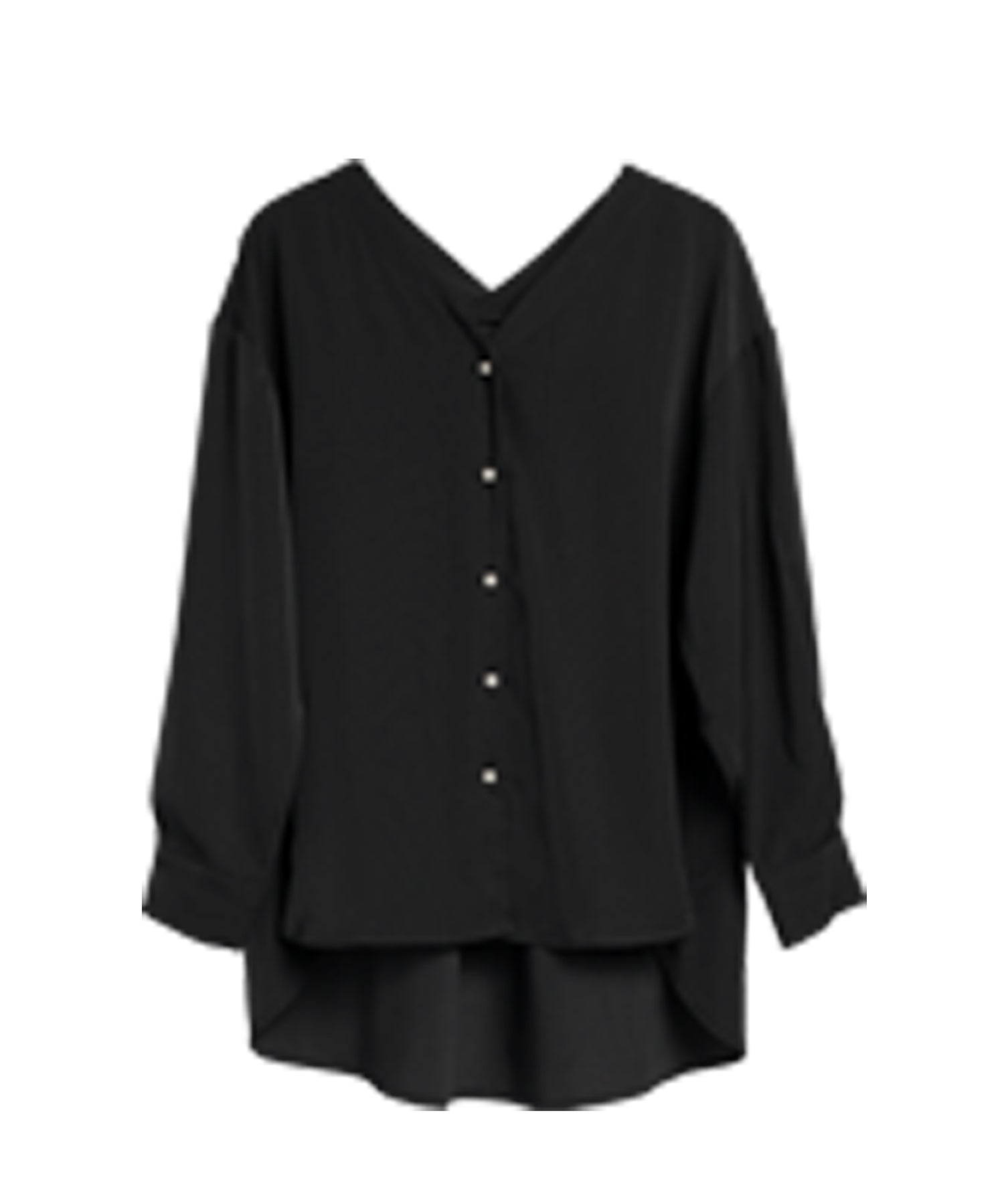 バックVネックシフォンブラウスxyz2413 ブラック