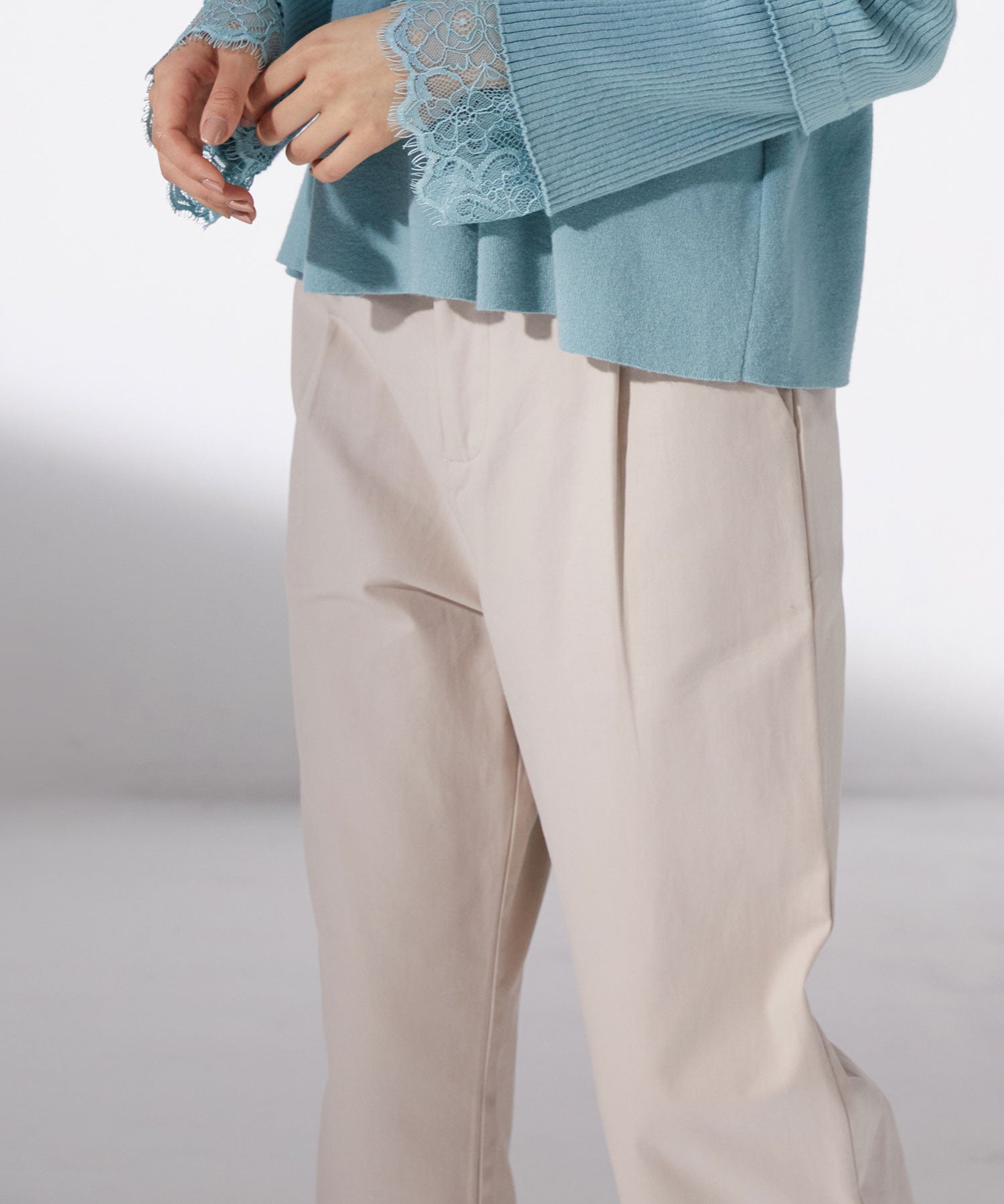 ワンタックストレートワイドパンツxyz5061 アイボリー