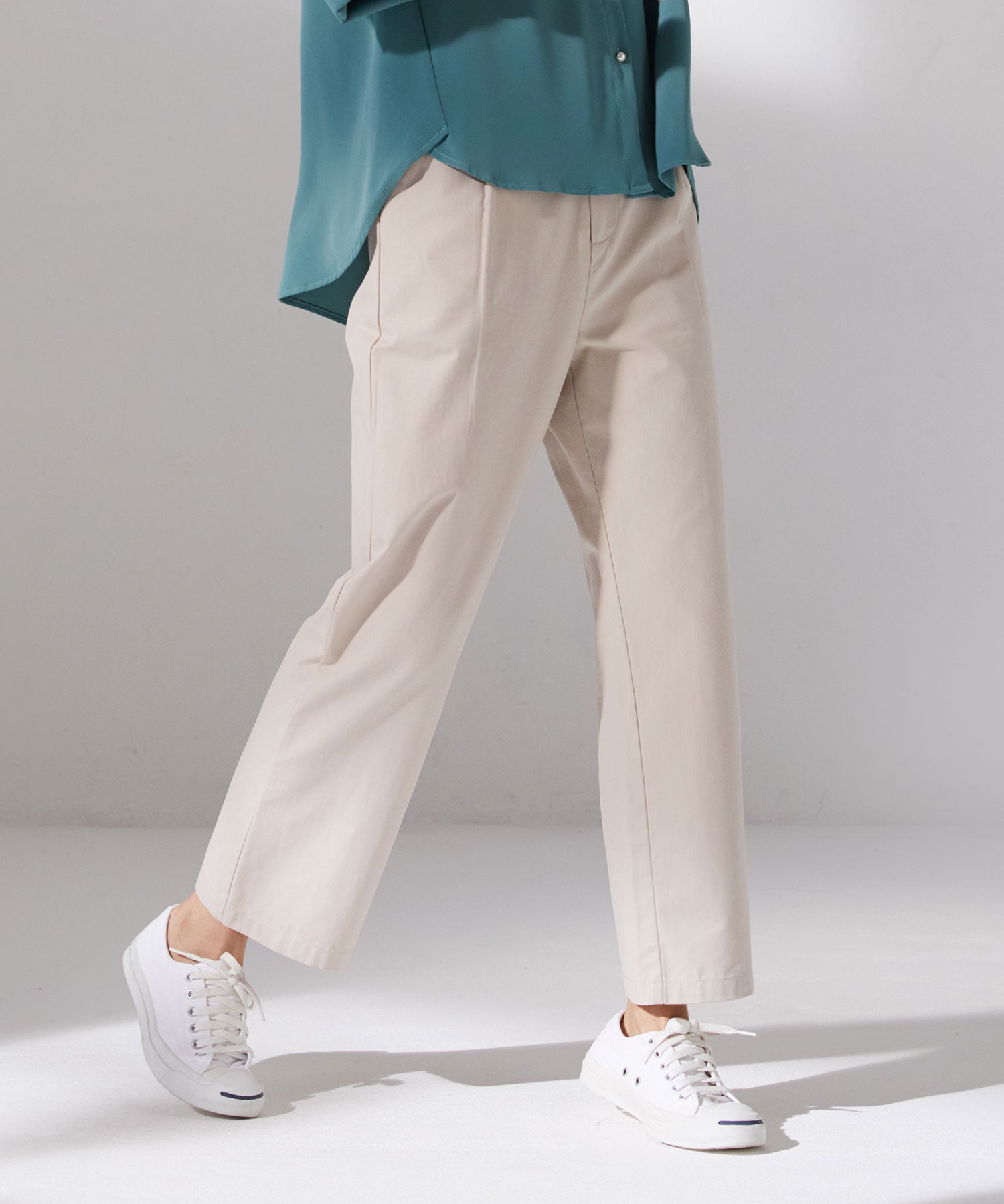 ワンタックストレートワイドパンツxyz5061 アイボリー