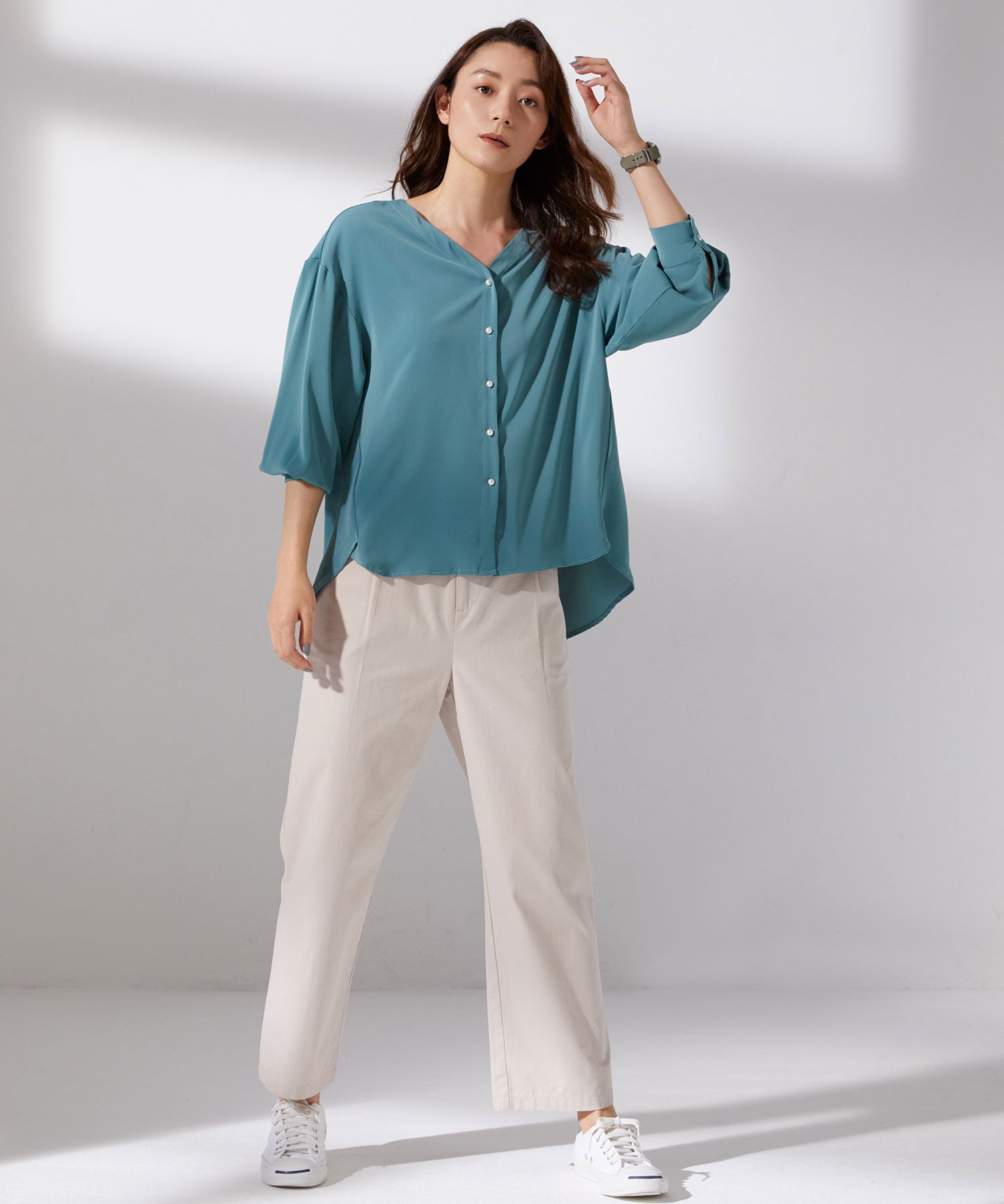 ワンタックストレートワイドパンツxyz5061 アイボリー