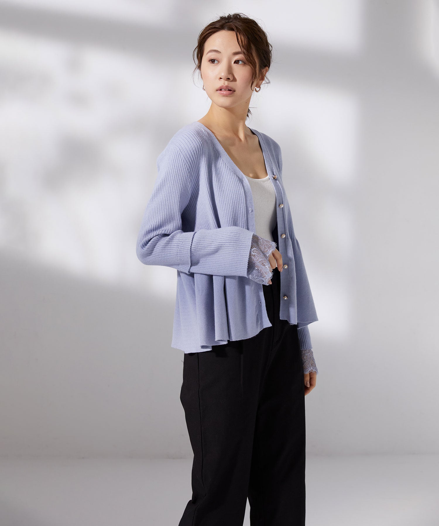 ワンタックストレートワイドパンツxyz5061 ブラック