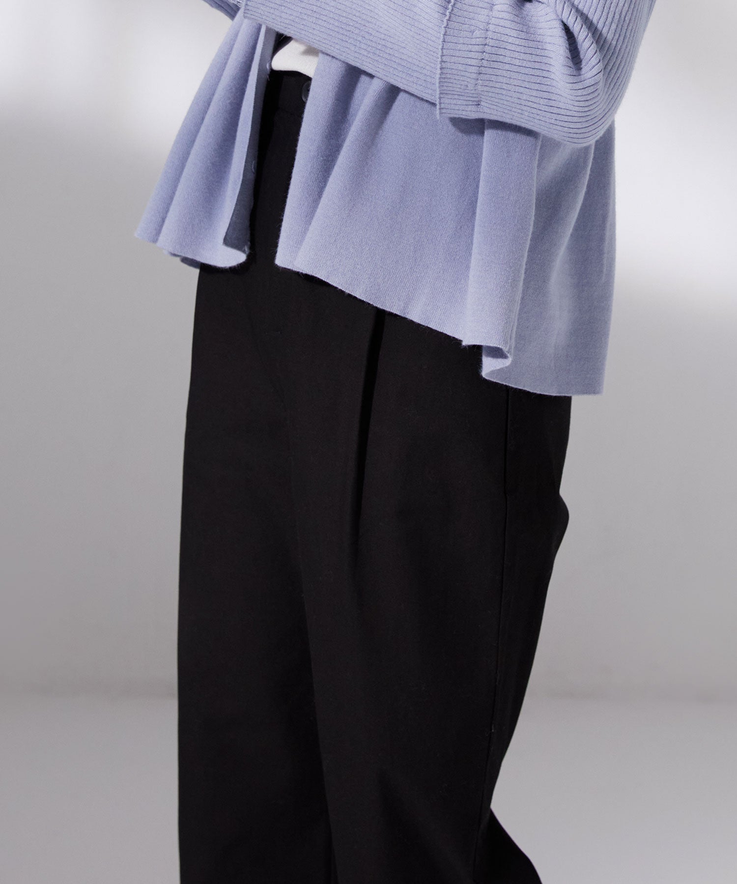 ワンタックストレートワイドパンツxyz5061 ブラック