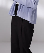 ワンタックストレートワイドパンツxyz5061 ブラック