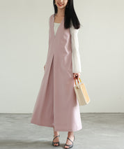 ディープVネックサロペットsdp0018 ピンク