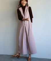 ディープVネックサロペットsdp0018 ピンク