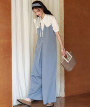 ディープVネックサロペットsdp0018 ブルー