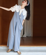 ディープVネックサロペットsdp0018 ブルー