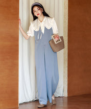 ディープVネックサロペットsdp0018 ブルー