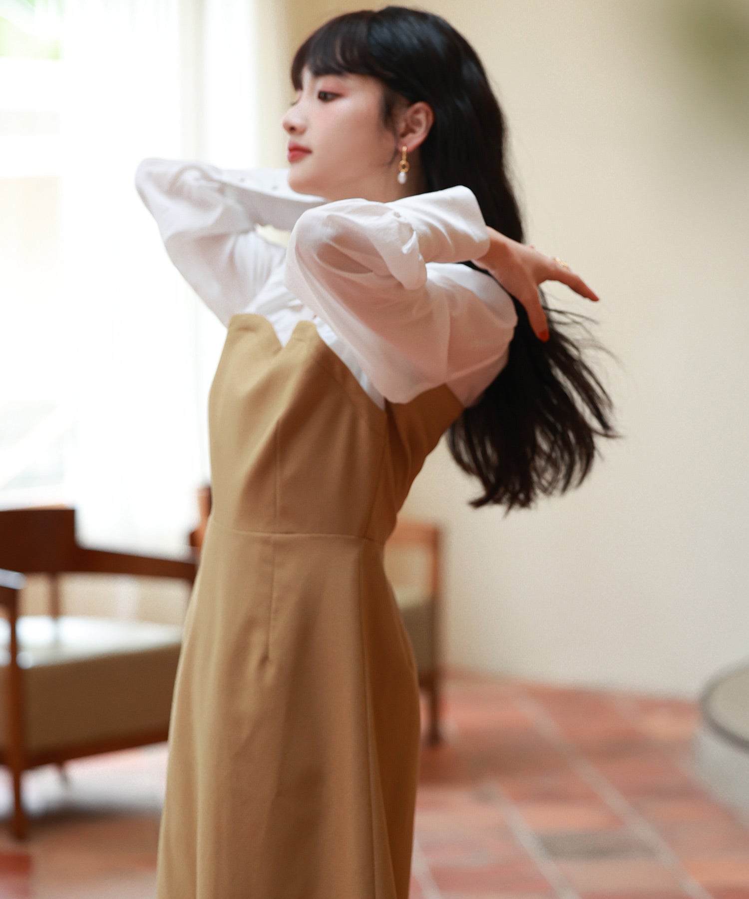 ドッキングビスチェワンピースsdp0021 ベージュ