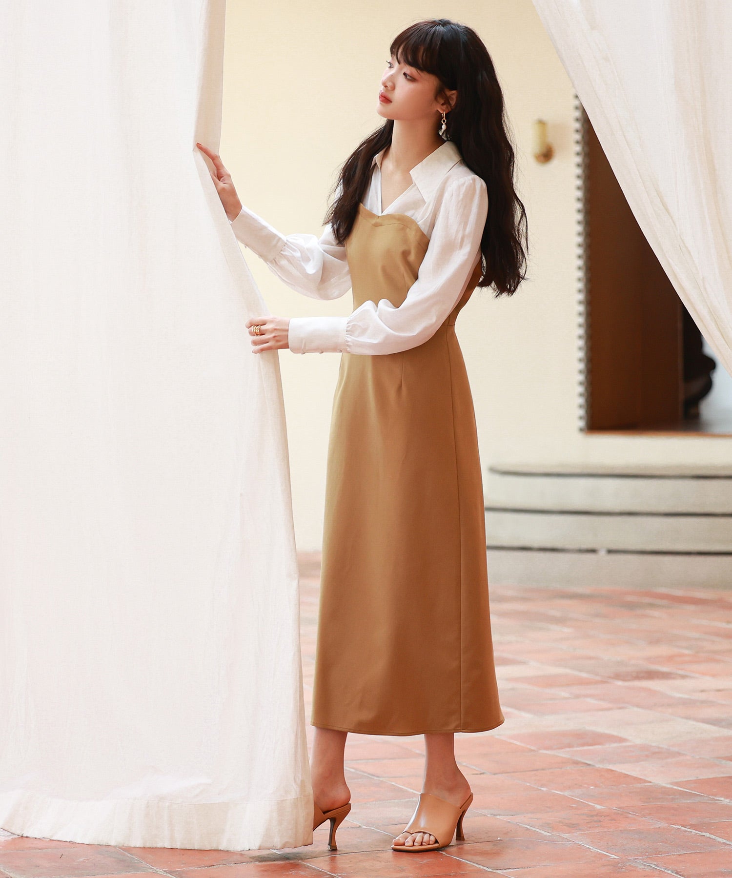 ドッキングビスチェワンピースsdp0021 ベージュ