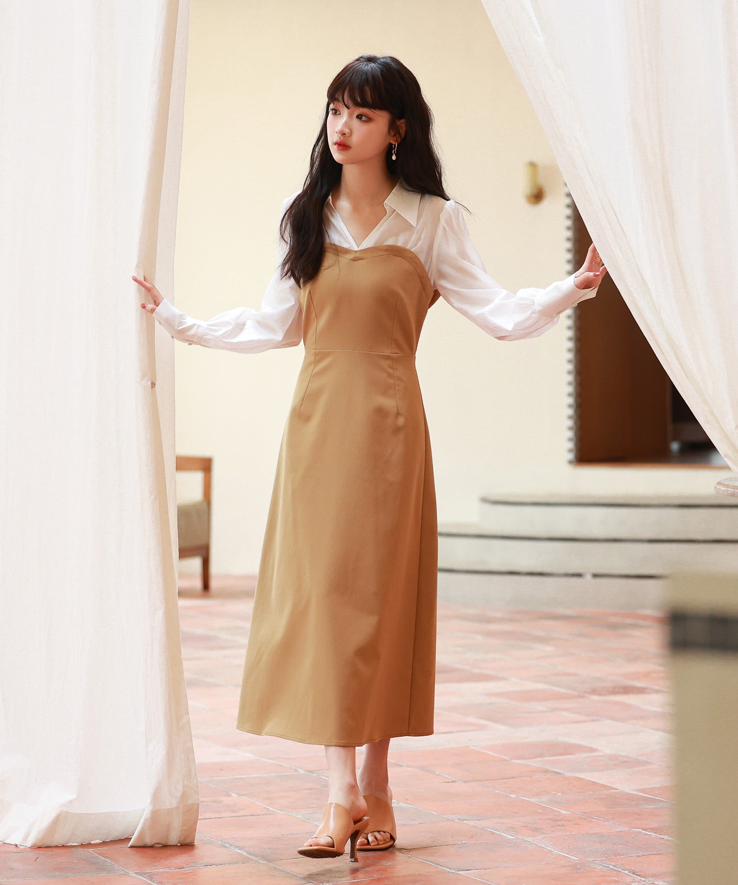 ドッキングビスチェワンピースsdp0021 ベージュ