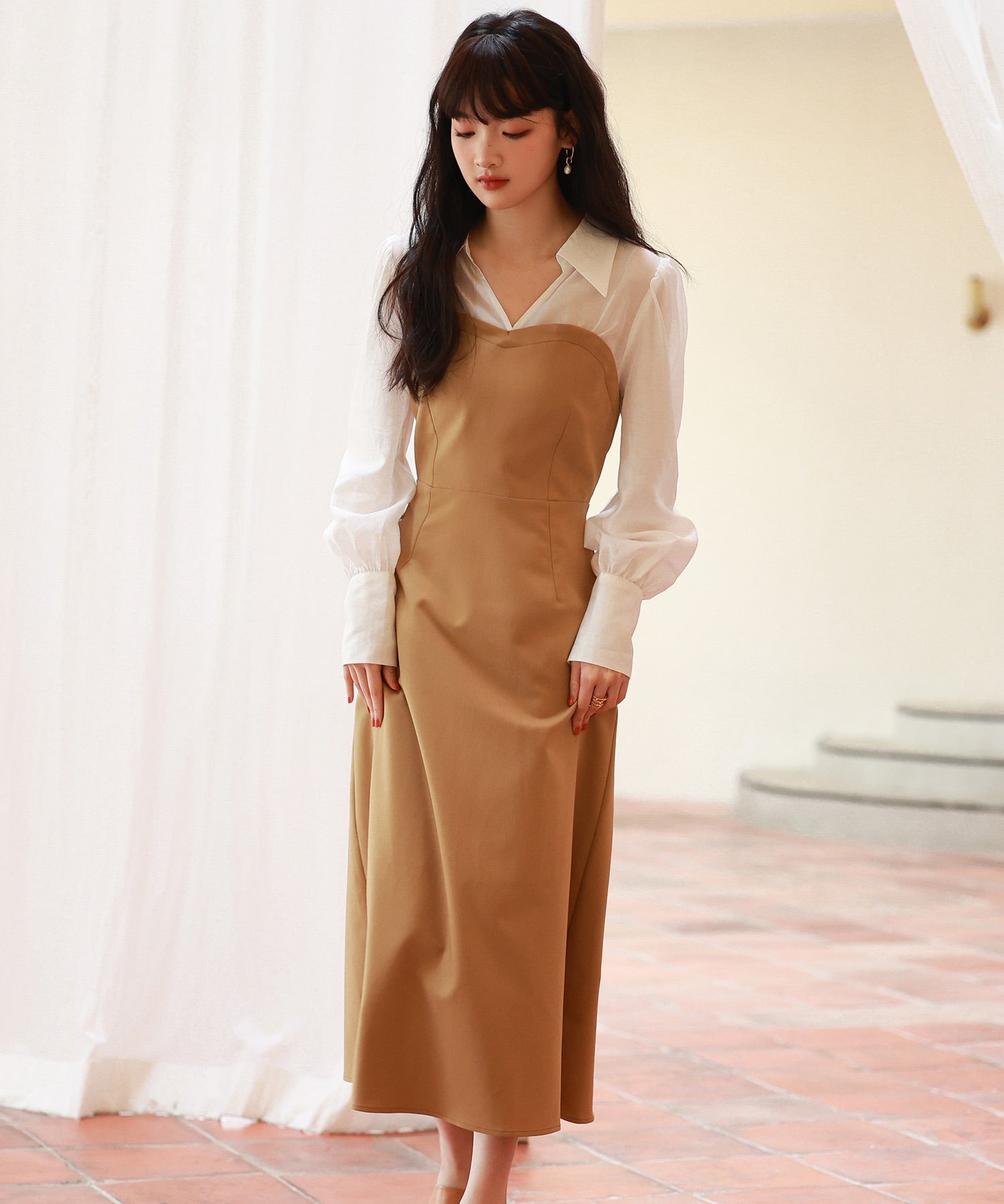 ドッキングビスチェワンピースsdp0021 ベージュ