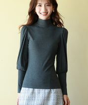 バルーンスリーブプチハイネックカットソーsdp0038 チャコール