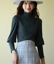 バルーンスリーブプチハイネックカットソーsdp0038 チャコール