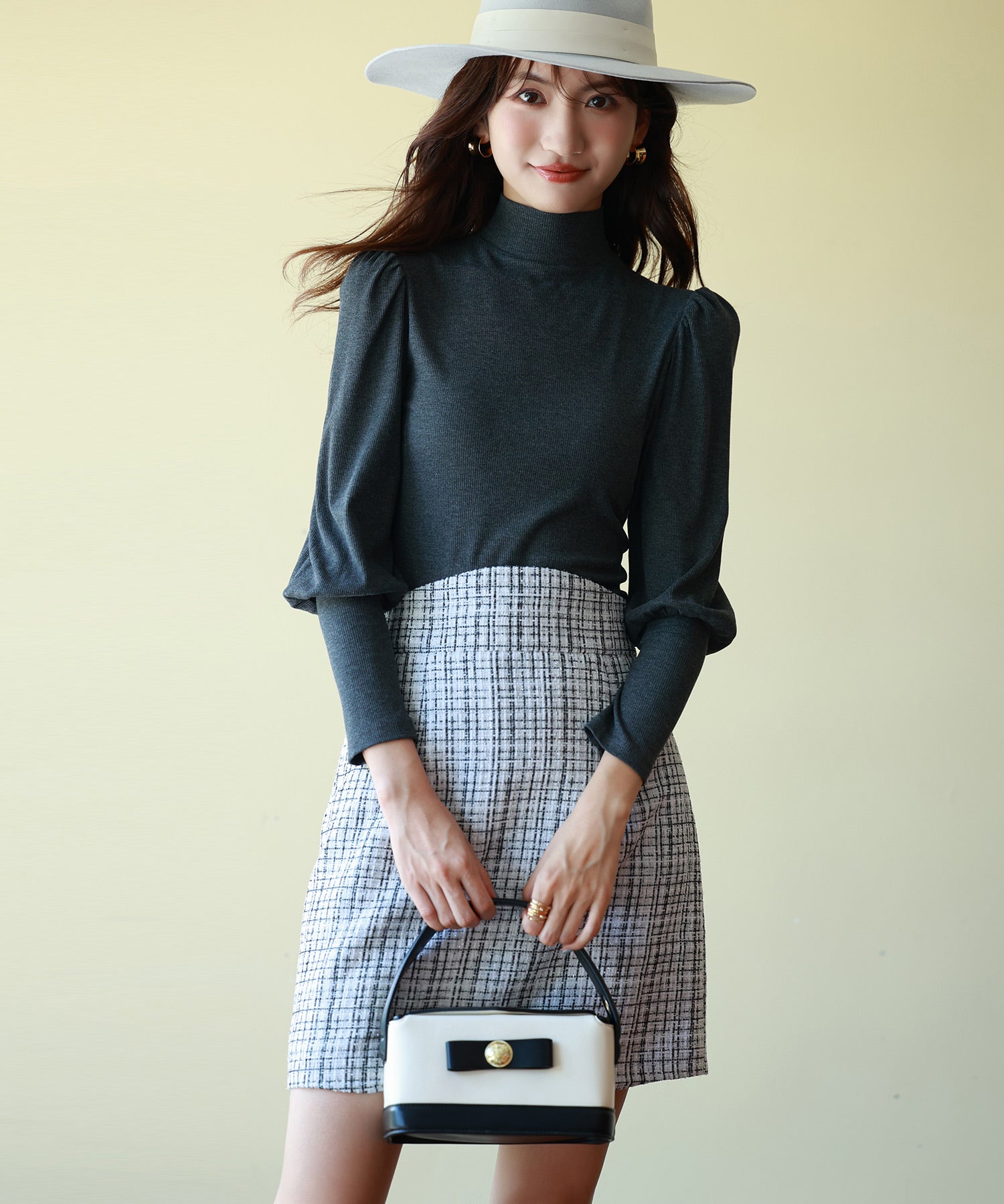 バルーンスリーブプチハイネックカットソーsdp0038 チャコール