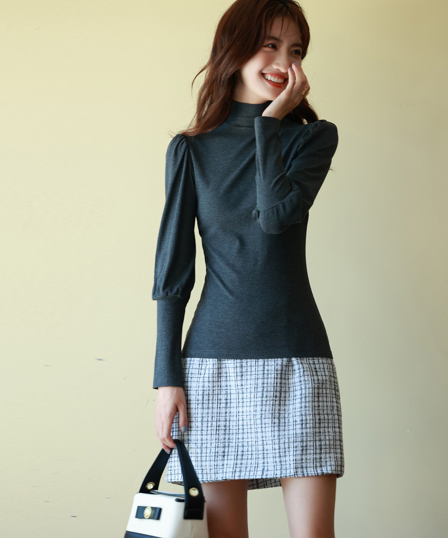 バルーンスリーブプチハイネックカットソーsdp0038 チャコール