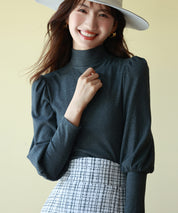 バルーンスリーブプチハイネックカットソーsdp0038 チャコール