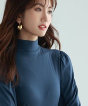 バルーンスリーブプチハイネックカットソーsdp0038 ブルーグレー