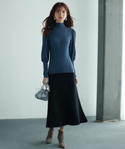 バルーンスリーブプチハイネックカットソーsdp0038 ブルーグレー