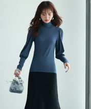 バルーンスリーブプチハイネックカットソーsdp0038 ブルーグレー