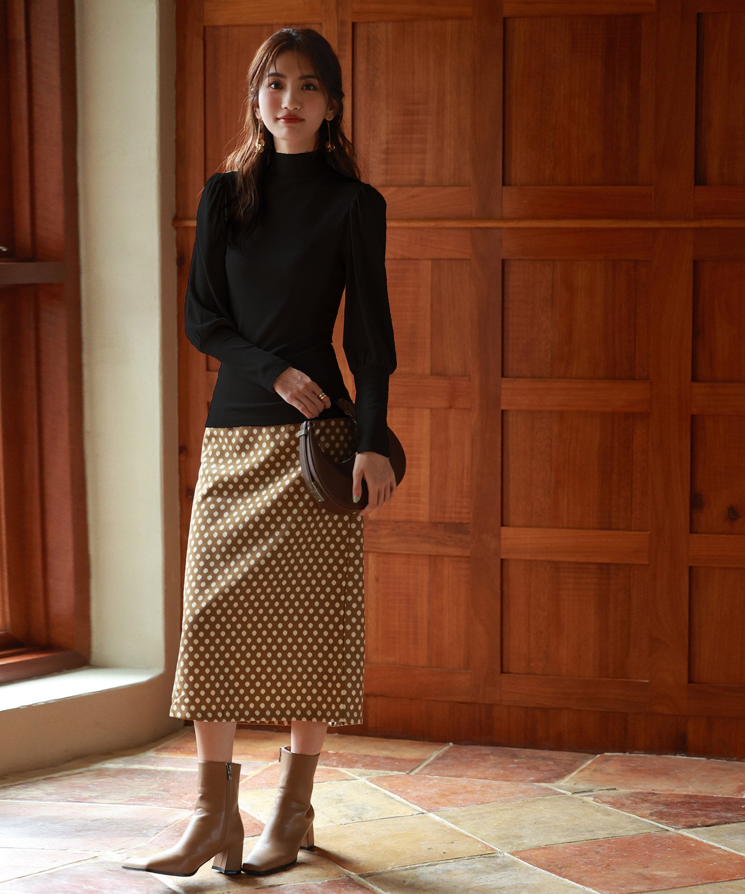 バルーンスリーブプチハイネックカットソーsdp0038 ブラック