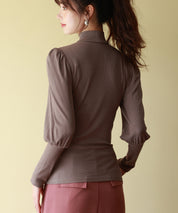 バルーンスリーブプチハイネックカットソーsdp0038 モカ