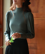 バルーンスリーブプチハイネックカットソーsdp0038 ダークグリーン