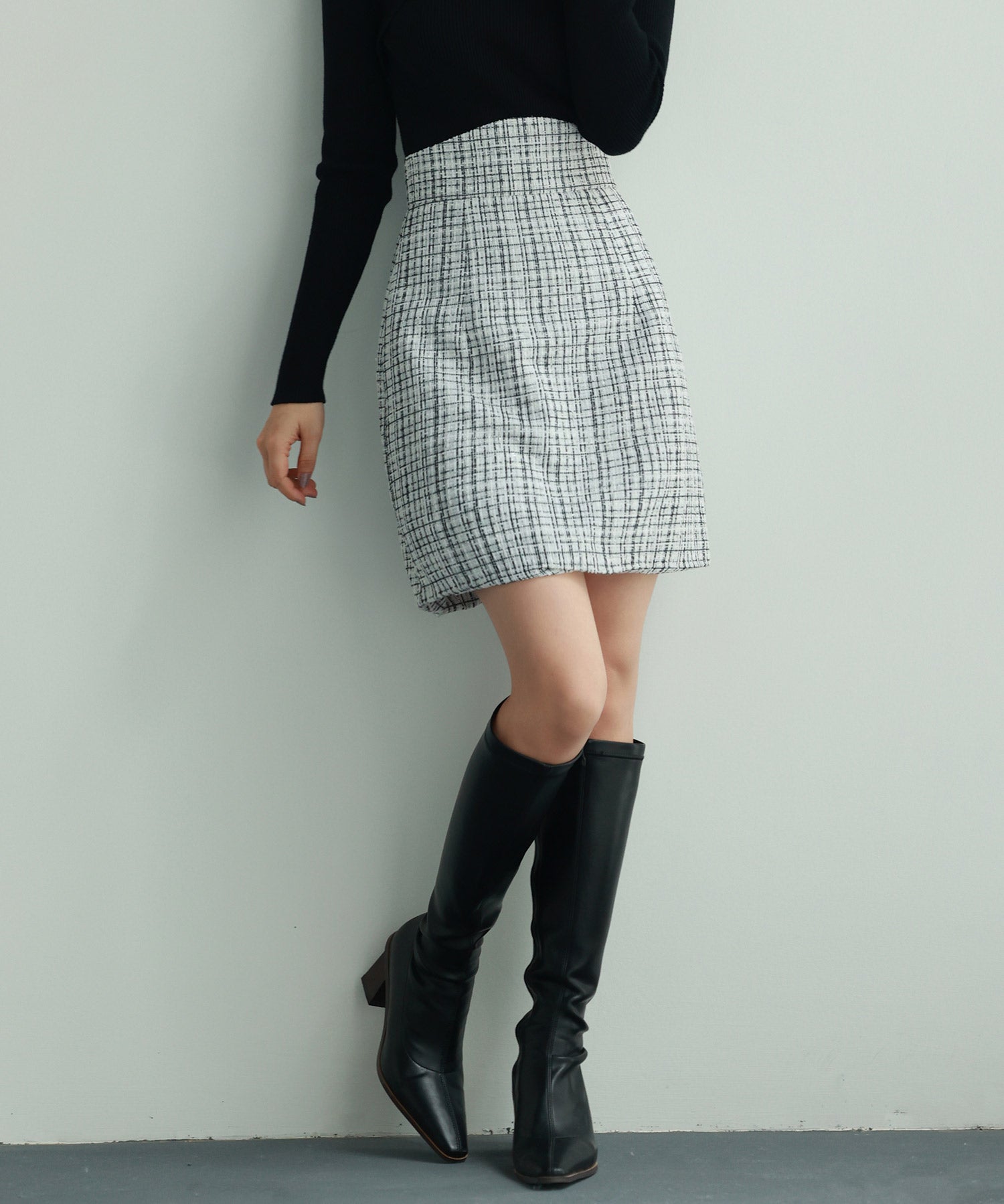 ツイード生地ペチパン付きミニスカートsdp0041-102-1