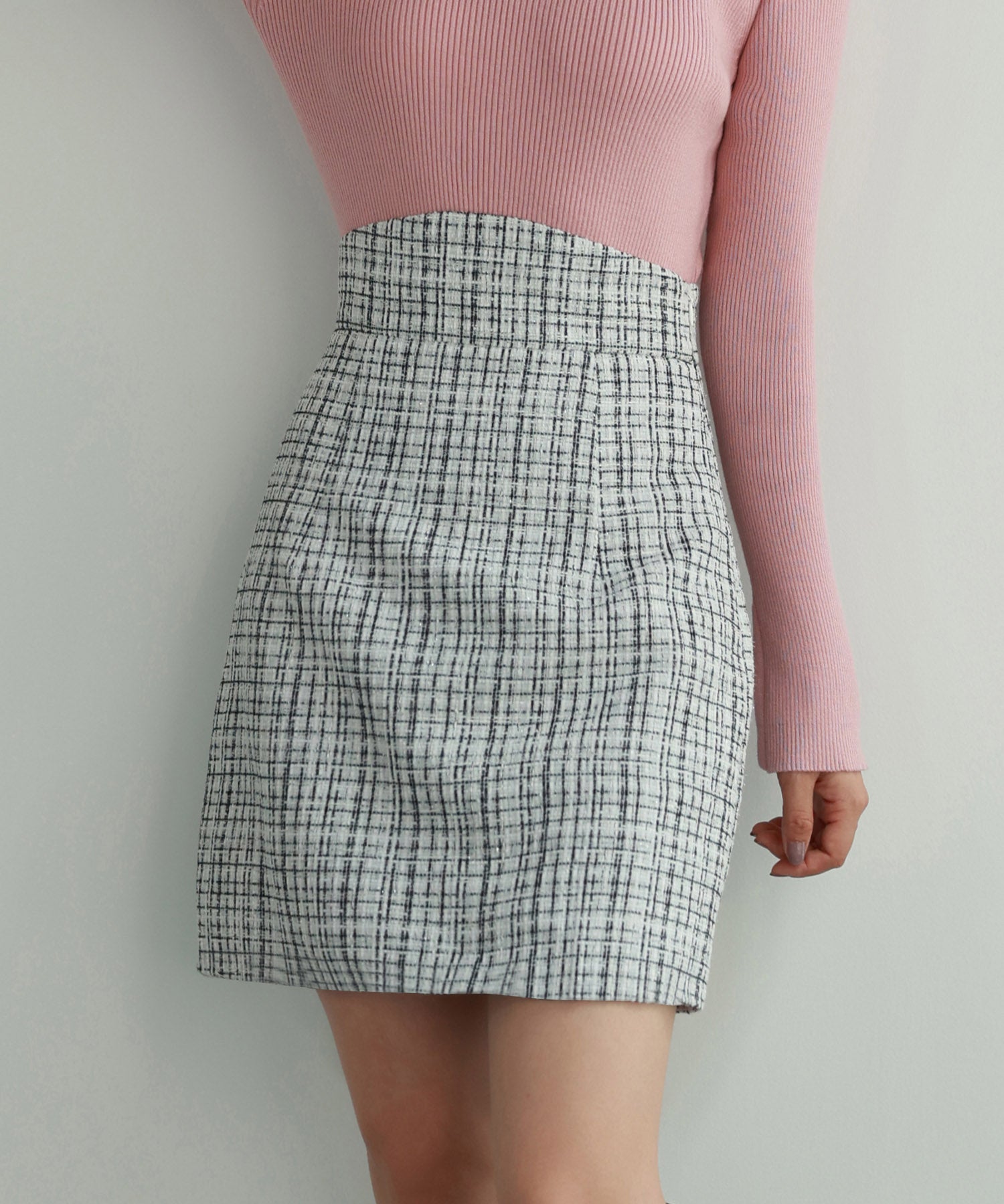 ツイード生地ペチパン付きミニスカートsdp0041 ホワイト