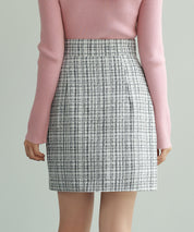 ツイード生地ペチパン付きミニスカートsdp0041 ホワイト