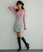 ツイード生地ペチパン付きミニスカートsdp0041 ホワイト