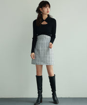 ツイード生地ペチパン付きミニスカートsdp0041 ホワイト