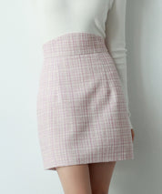 ツイード生地ペチパン付きミニスカートsdp0041 ピンク