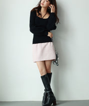 ツイード生地ペチパン付きミニスカートsdp0041 ピンク